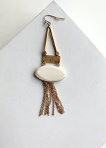 Nungwi Ivory Gold Tassel Drop Earrings-Ivory-Hand In Pocket