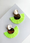 Sol Neon Yellow Fringe Drop Earrings-Hand In Pocket