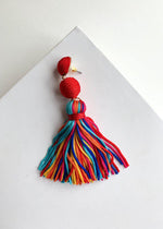 Rainbow Multi-Color Tassel Drop Earrings-Hand In Pocket