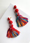 Rainbow Multi-Color Tassel Drop Earrings-Hand In Pocket