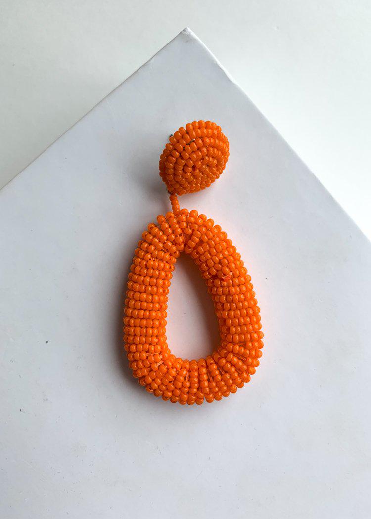 Tropicana Orange Beaded Drops-***FINAL SALE***-Hand In Pocket