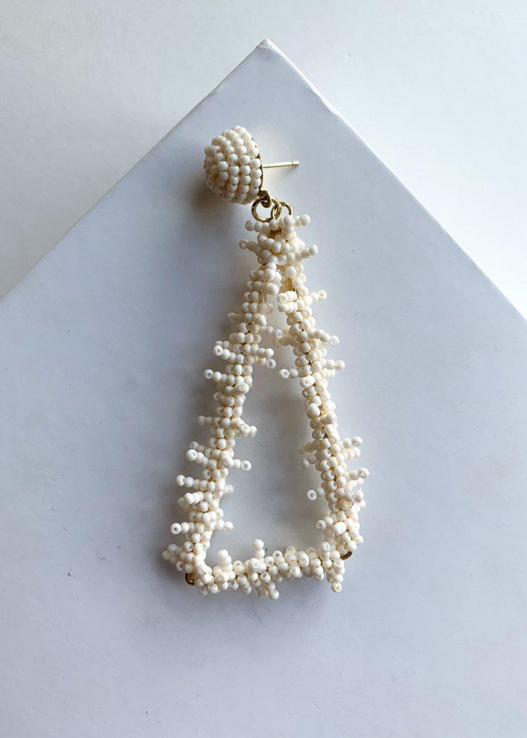Palancar Triangular White Beaded Drops-Hand In Pocket