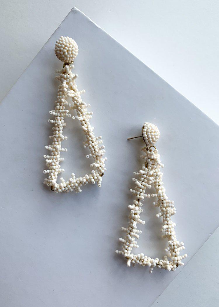 Palancar Triangular White Beaded Drops-Hand In Pocket