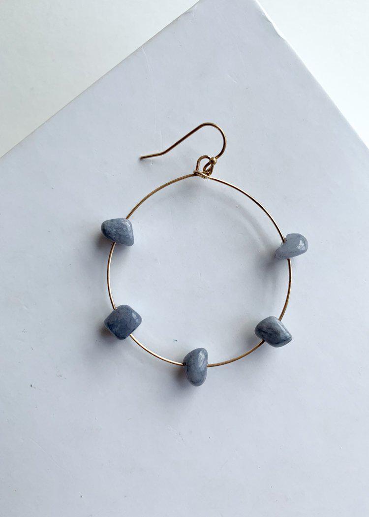 Cloud Cover Gray Stone Hoops-Hand In Pocket