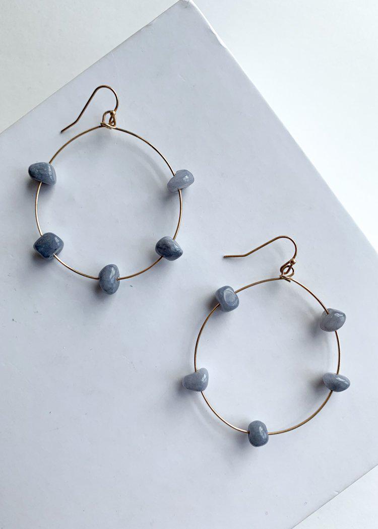 Cloud Cover Gray Stone Hoops-Hand In Pocket