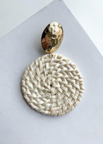 Kampala White Circle Basket Woven Drops-Hand In Pocket
