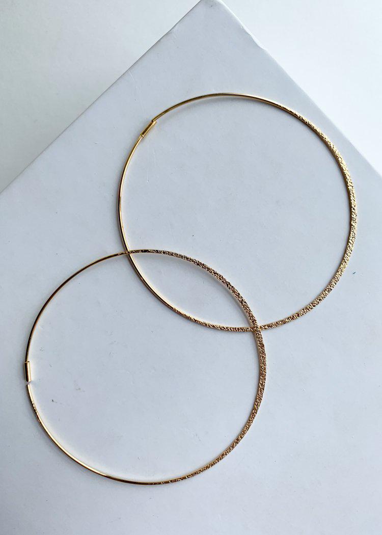 Watmu Gold Textured Threader Hoops-Hand In Pocket