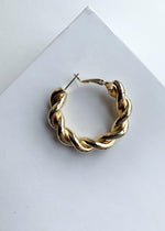 Gold Twisted Hoop Earrings-Hand In Pocket