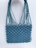 Ischia Sky Blue Mesh Mixed Media Tote-Hand In Pocket