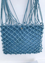 Ischia Sky Blue Mesh Mixed Media Tote-Hand In Pocket