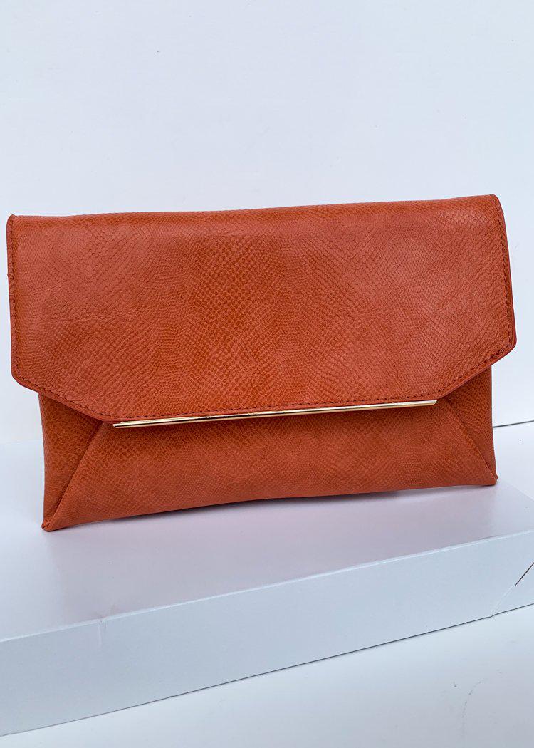 Lena Orange Lizard Envelope Clutch-****FINAL SALE***-Hand In Pocket