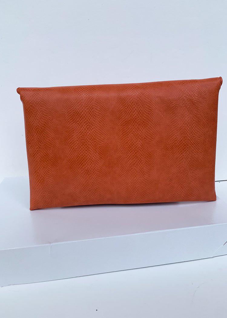Lena Orange Lizard Envelope Clutch-****FINAL SALE***-Hand In Pocket