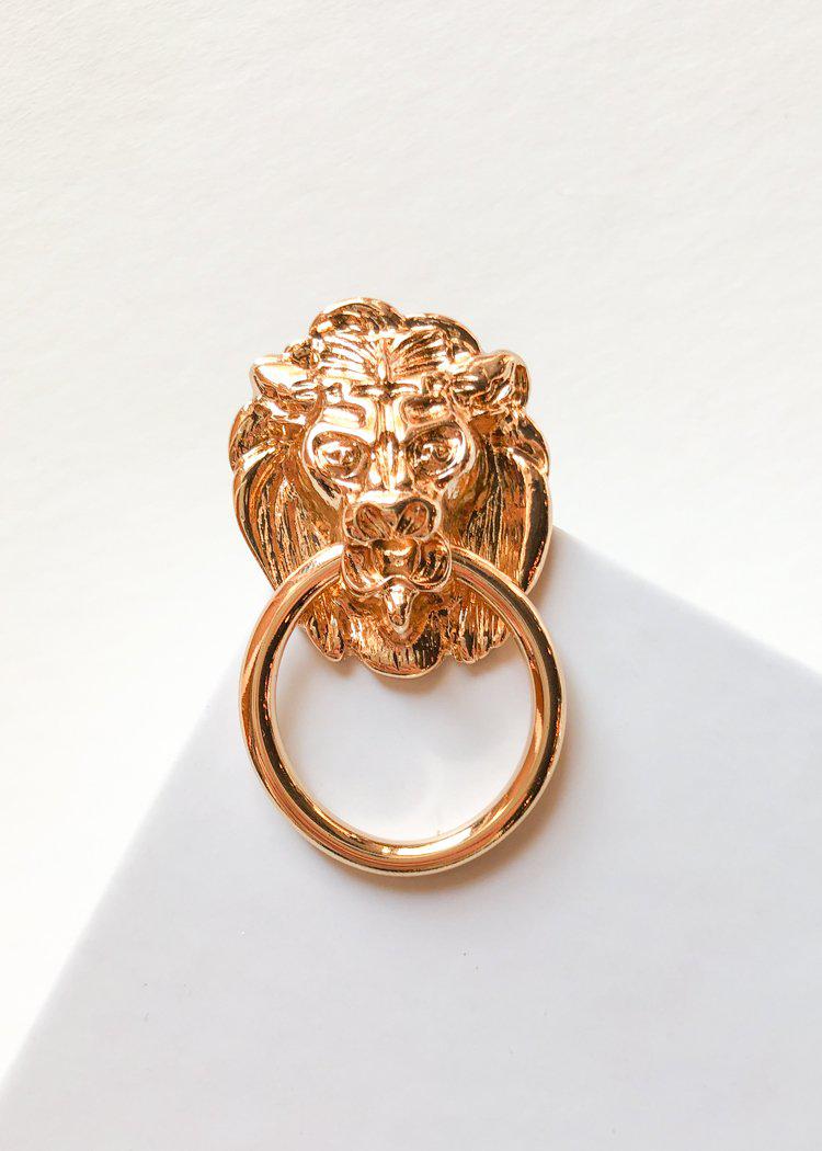 Lioness Door Knocker Post Hoops - Gold-Hand In Pocket