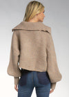 Fisherman Collared Sweater-Taupe-Hand In Pocket