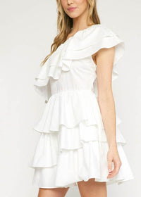 Camelia One Shoulder Tiered Mini Dress ***FINAL SALE***-Hand In Pocket