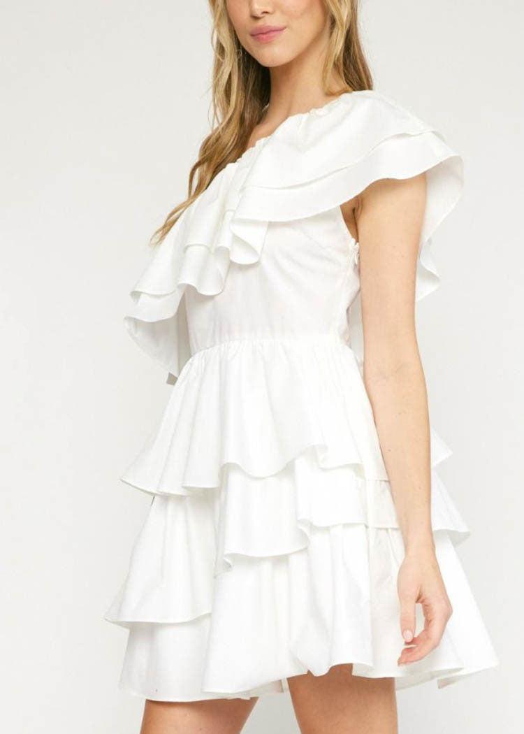 Camelia One Shoulder Tiered Mini Dress ***FINAL SALE***-Hand In Pocket
