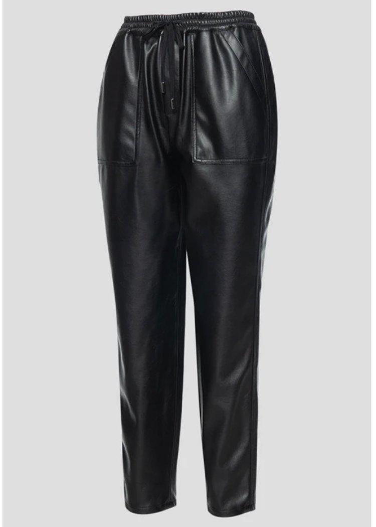 Blank NYC No Guidance Leather Jogger - Black-***FINAL SALE***-Hand In Pocket
