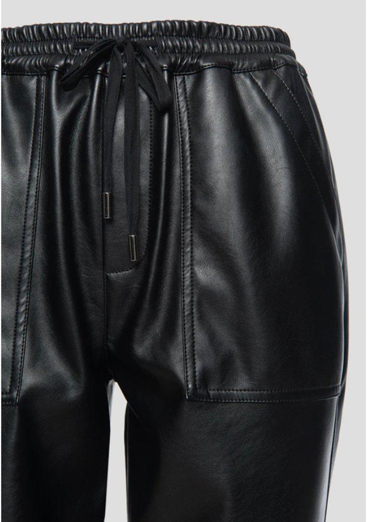 Blank NYC No Guidance Leather Jogger - Black-***FINAL SALE***-Hand In Pocket