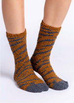 PJ Salvage Tiger Stripe Socks-Camel-Hand In Pocket