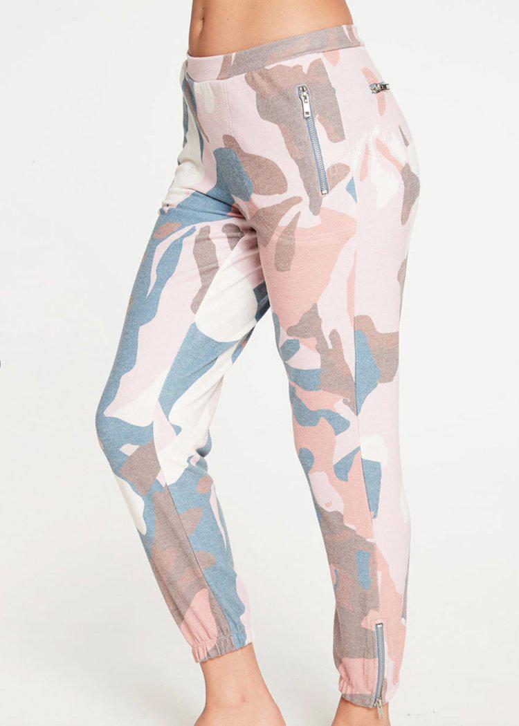 Chaser Love Knit "Camo Floral" Joggers-Hand In Pocket