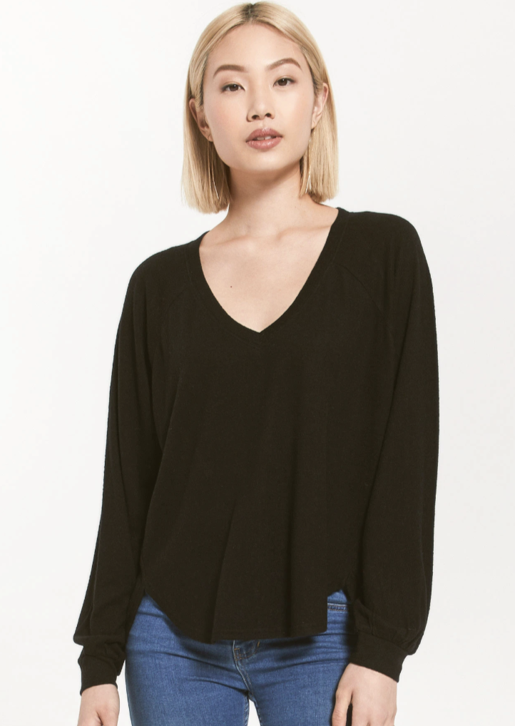 Z Supply Plira Slub Sweater - Black-Hand In Pocket