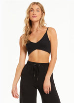 Z Supply Up All Night Rib Bra - Black-***FINAL SALE***-Hand In Pocket