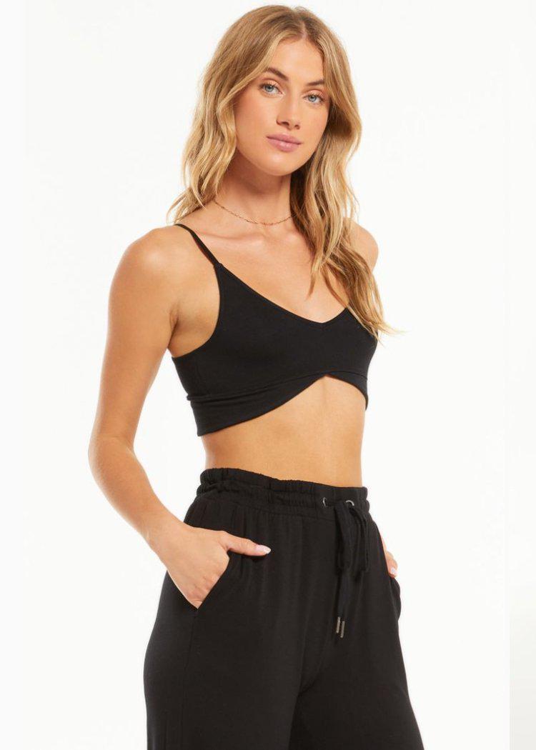 Z Supply Up All Night Rib Bra - Black-***FINAL SALE***-Hand In Pocket