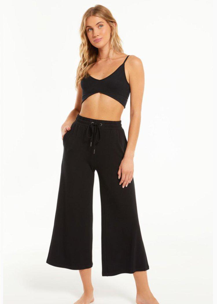 Z Supply Up All Night Rib Bra - Black-***FINAL SALE***-Hand In Pocket