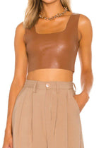 Commando Faux Leather Crop Top - Cocoa-Hand In Pocket