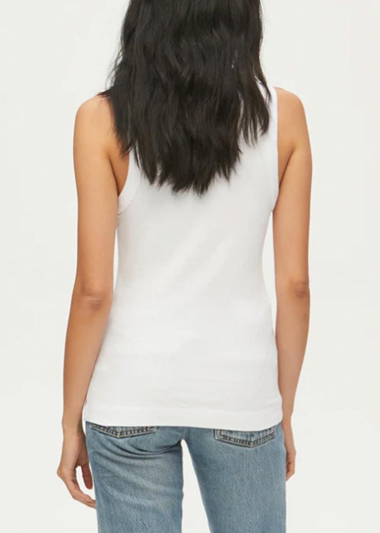 Michael Stars Maya V Neck Tank - White-Hand In Pocket