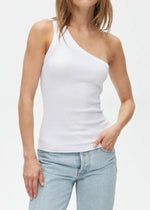 Michael Stars Kelly One Shoulder Top - White-Hand In Pocket