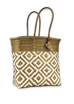 Maria Victoria Medium Atemporal Handwoven Tote- Gold + White-Hand In Pocket