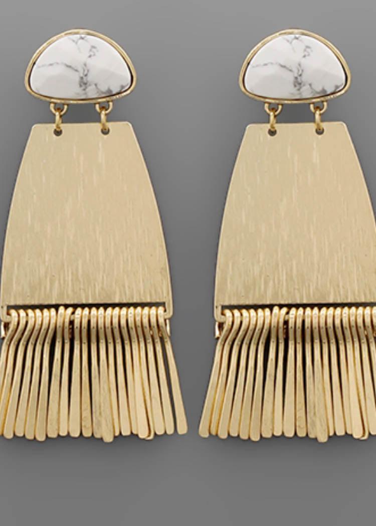 Amelia Tassel Earrings-White-Hand In Pocket
