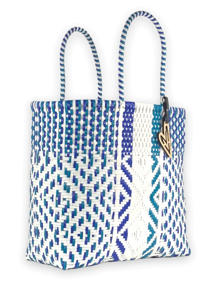 Maria Victoria Blue Parrot Handwoven Tote Large-Hand In Pocket