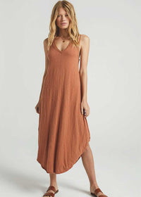 Z Supply Reverie Midi Dress - Vintage Brown-Hand In Pocket