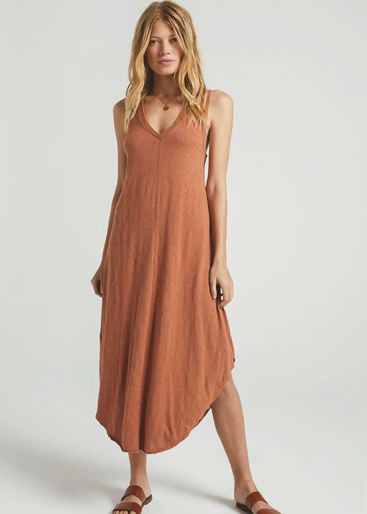 Z Supply Reverie Midi Dress - Vintage Brown-Hand In Pocket