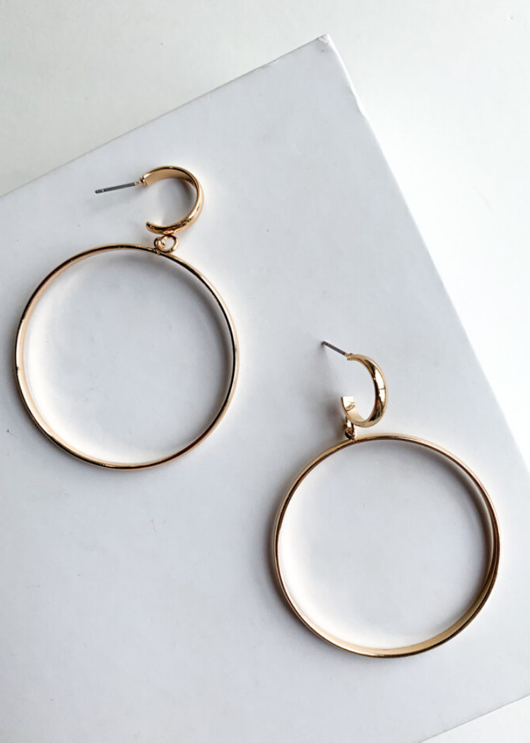Kashid Gold Medium Hoops-Hand In Pocket