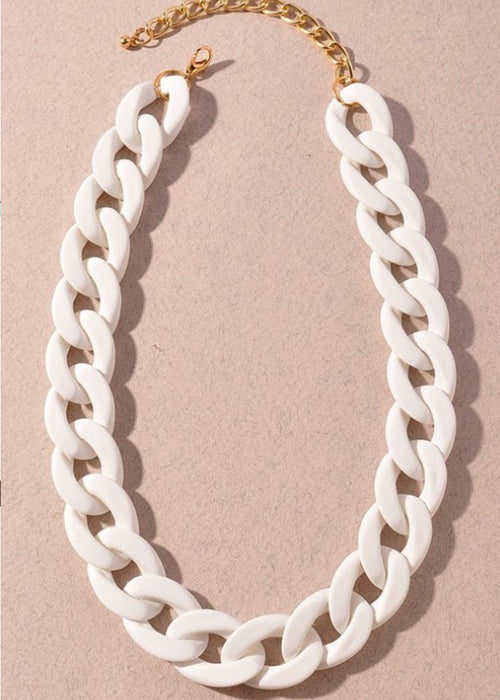 XL Link Necklace - White-Hand In Pocket
