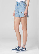 Blank NYC High Rise Mom Jean Shorts - Acid Trip-***FINAL SALE***-Hand In Pocket