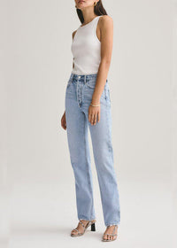 Agolde Lana Mid Rise Vintage Straight - Riptide-***FINAL SALE***-Hand In Pocket