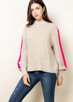THML Andean Balloon Sleeve Sweater - Beige-Hand In Pocket