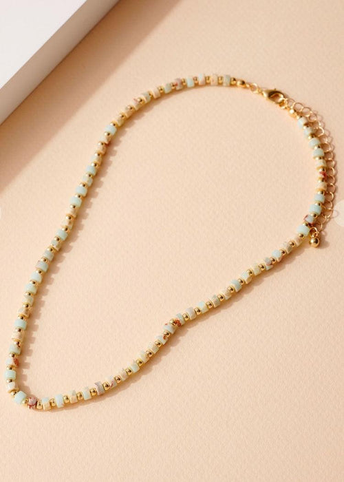 Arta Loop-Short Beaded Necklace-Mint ***FINAL SALE***-Hand In Pocket