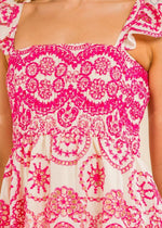 Balboa Embroidered Eyelet Flutter Sleeve Midi Dress-Hand In Pocket