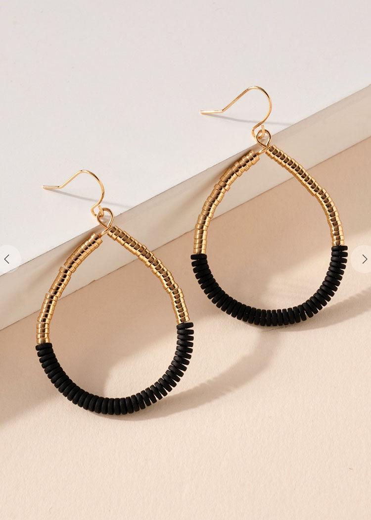 Larissa Beaded Hoops-Black-Hand In Pocket