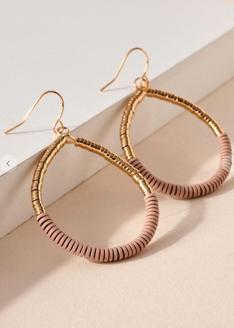 Larissa Beaded Hoops-Blush-Hand In Pocket