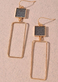Linz Metallic Square Drops - Black-Hand In Pocket