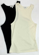 Agolde Organic Cotton Rib Ivory Tank - Paste-Hand In Pocket