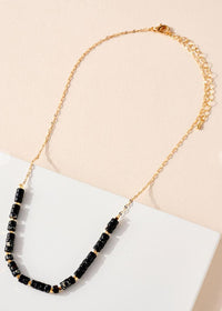 Livadia Loop- Dainty Beaded Necklace-Black ***FINAL SALE***-Hand In Pocket