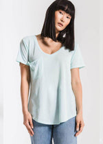 Z Supply Pocket Tee- Blue Haze-Hand In Pocket