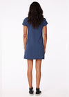 Bobi Short Sleeve V Neck Center Seam T-shirt Dress - Coast-Hand In Pocket
